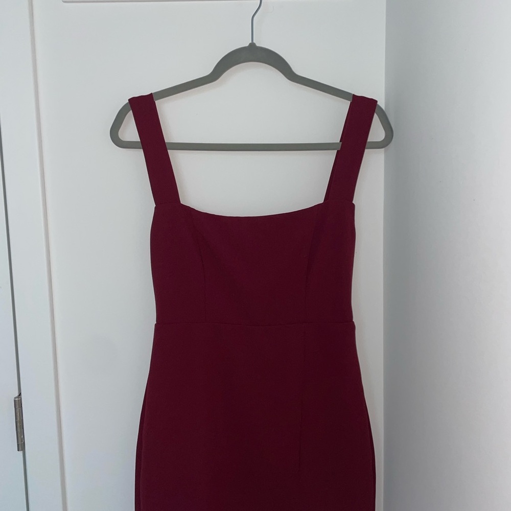 Lulu's Social Sensation Burgundy Square Neck Mini NWOT Dress - Picture 3 of 5